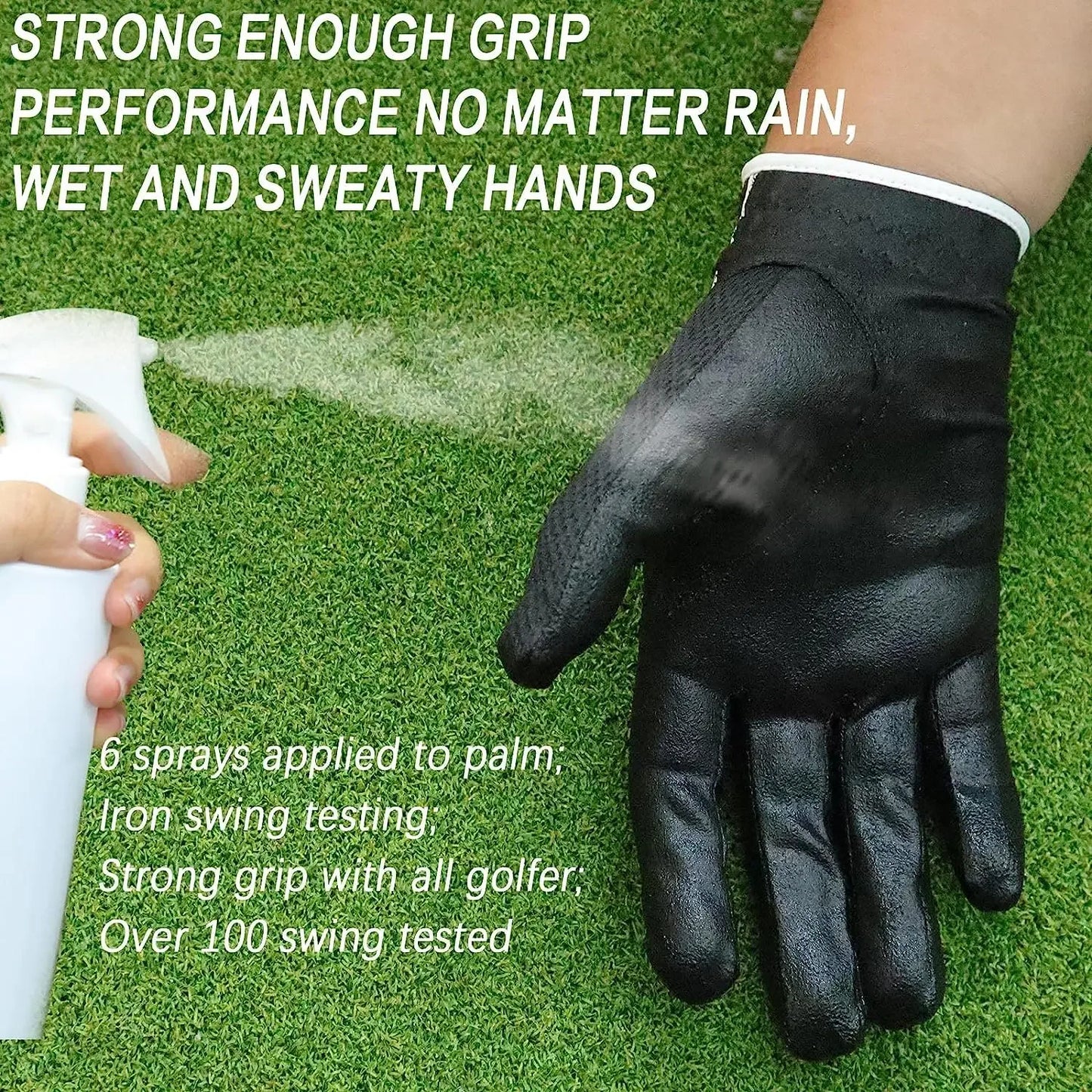 Weathersof Men’s Golf Gloves – Left-Hand Fit for Right-Handed Golfers (Black)