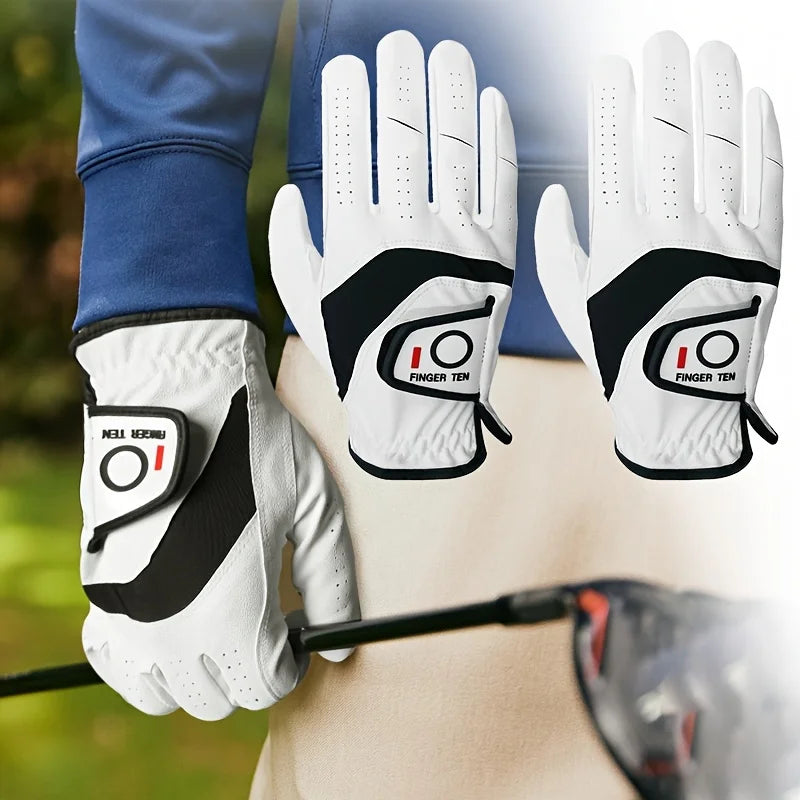 Weathersof Men’s Golf Gloves – Left-Hand Fit for Right-Handed Golfers (White)