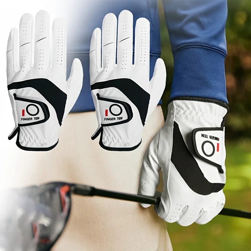 Weathersof Men’s Golf Gloves – Left-Hand Fit for Right-Handed Golfers (White)
