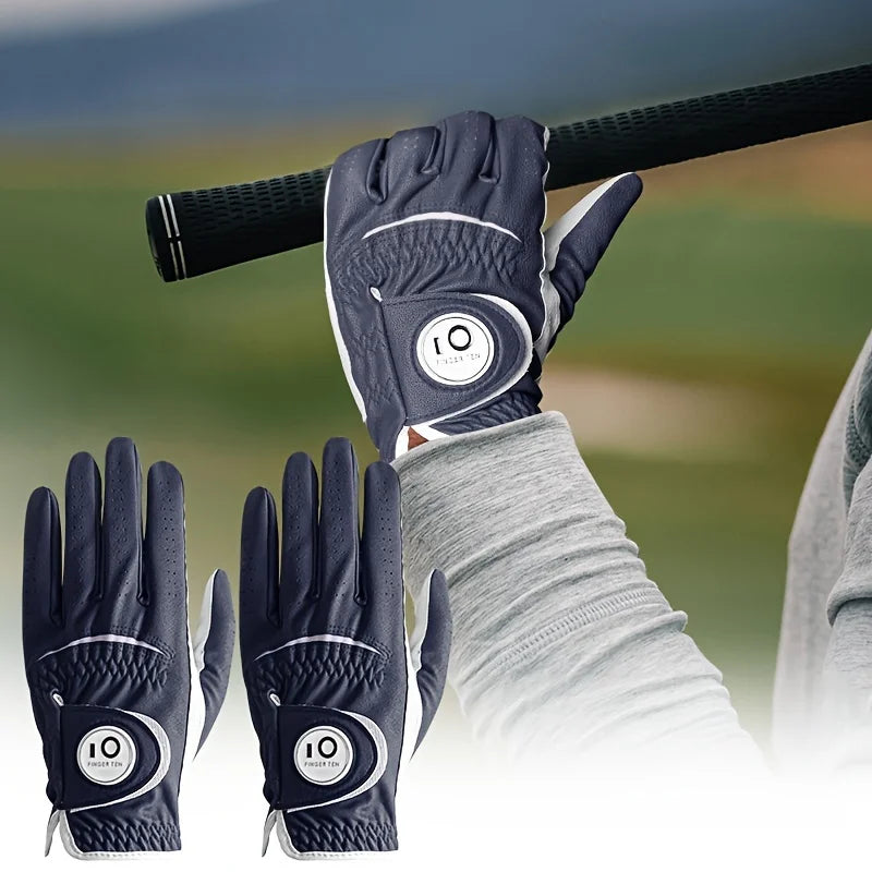 Weathersof Men’s Golf Gloves – Left-Hand Fit for Right-Handed Golfers (Navy Blue)