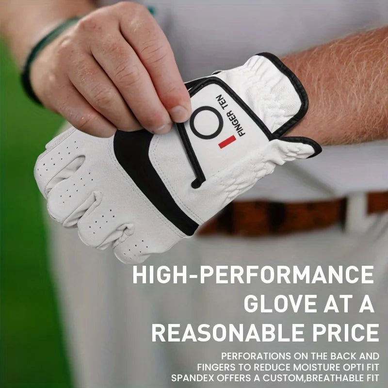 Weathersof Men’s Golf Gloves – Left-Hand Fit for Right-Handed Golfers (White)
