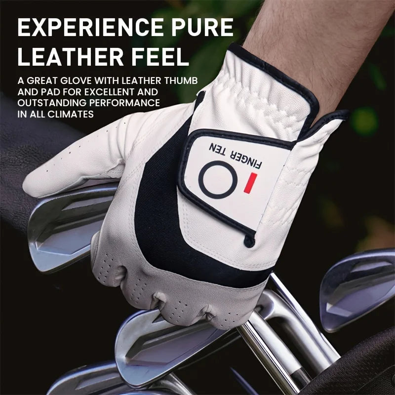 Weathersof Men’s Golf Gloves – Left-Hand Fit for Right-Handed Golfers (White)