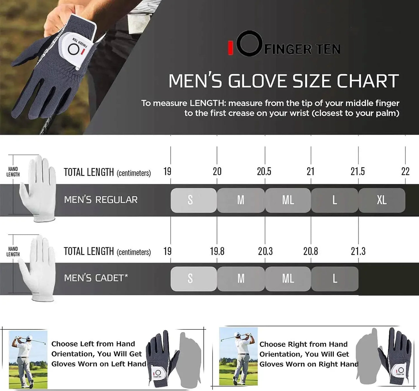 Weathersof Men’s Golf Gloves – Left-Hand Fit for Right-Handed Golfers (Black)